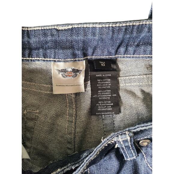 Harley Davidson Low Rise Bootcut Jeans Women's Size 10 Tall Rhinestone - Picture 6 of 6